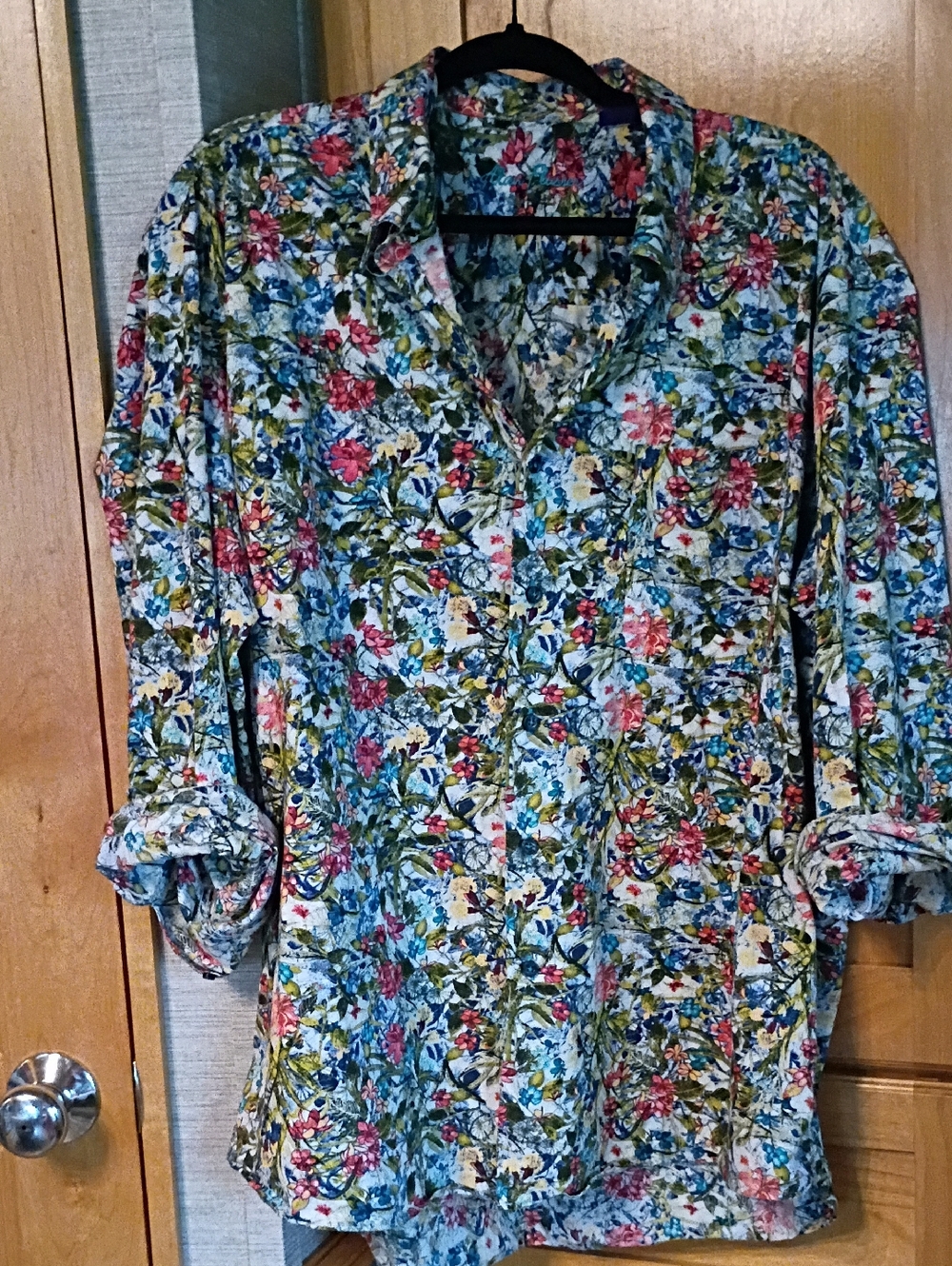 Alan Flusser Floral Button-Down Shirt in Blue, Green, Pink